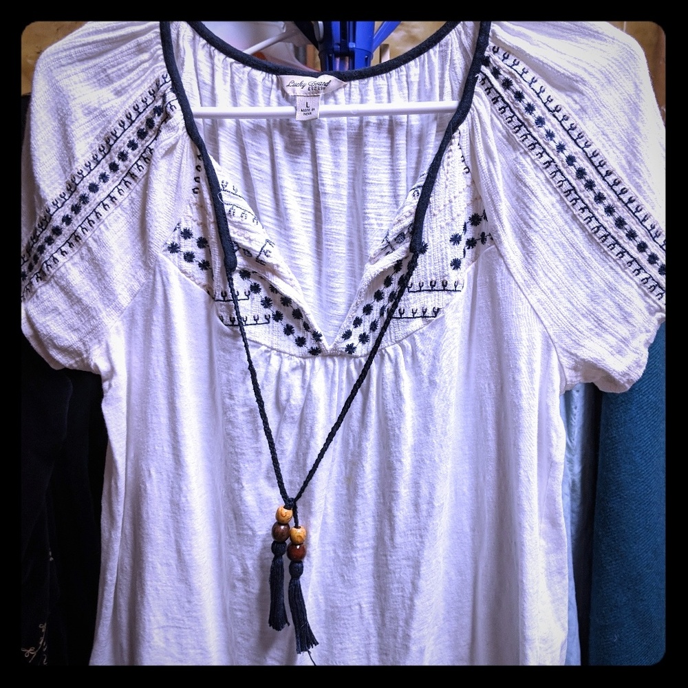Lucky Brand short sleeve boho tee L
